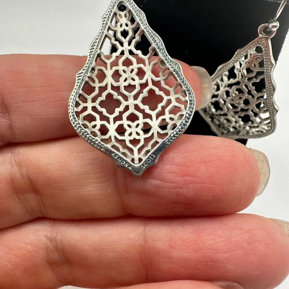 Retired Kendra‎ Scott Addie Silver Drop/Dangle earrings in Silver filigree!